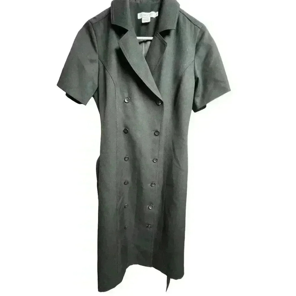 Pendleton Black Shift Belted Dress 100% Virgin Wool Career Fully Lined - Picture 4 of 14